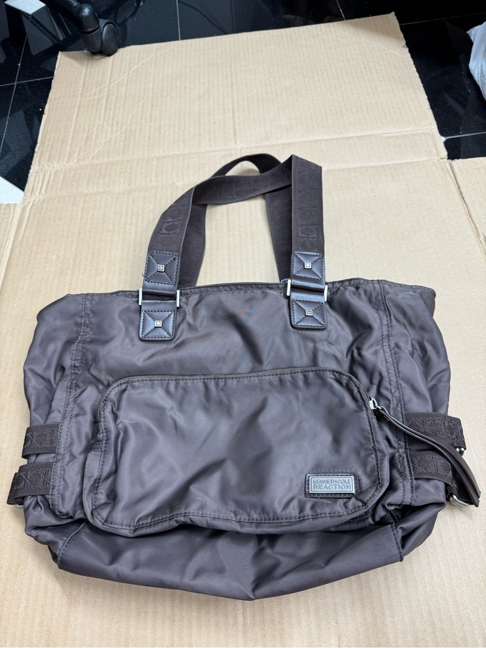 Kenneth Cole Reaction Chocolate Brown Nylon Laptop Tote